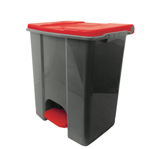 Contenitore mobile Ecoconti - a pedale - 60 L - plastica riciclata - grigio/rosso - Medial
